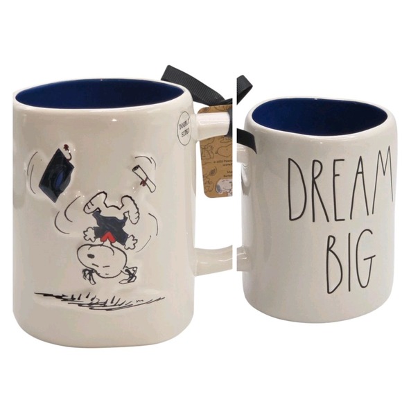 Rae Dunn Peanuts Snoopy‎ Dream Big Ceramic Coffee Mug 16oz Graduation Gift - Picture 1 of 16
